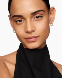 Petite Infinity Huggie Hoop Earrings 18K Yellow Gold with Diamonds, 3mm