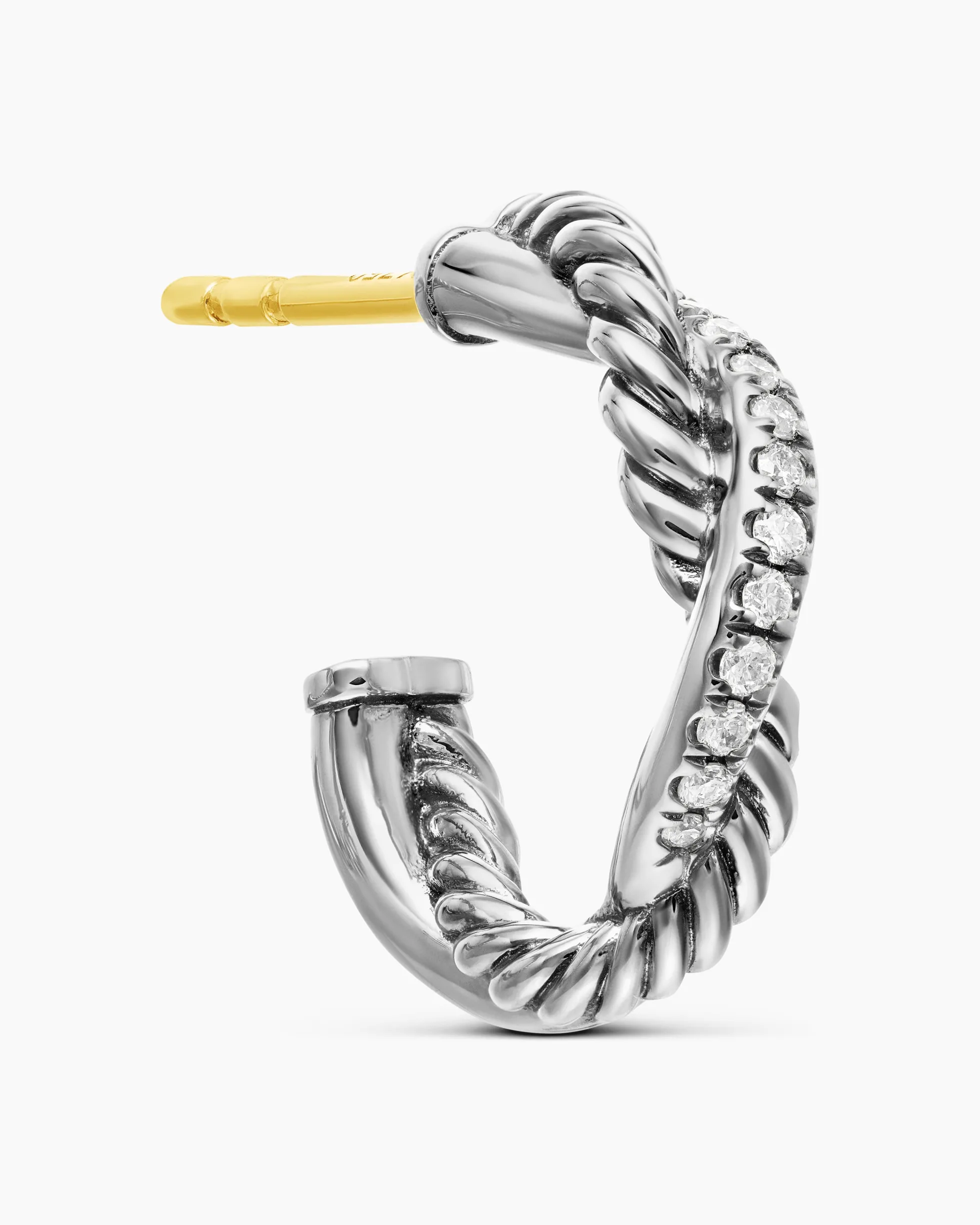 Petite Infinity Huggie Hoop Earrings Sterling Silver with Diamonds, 3mm