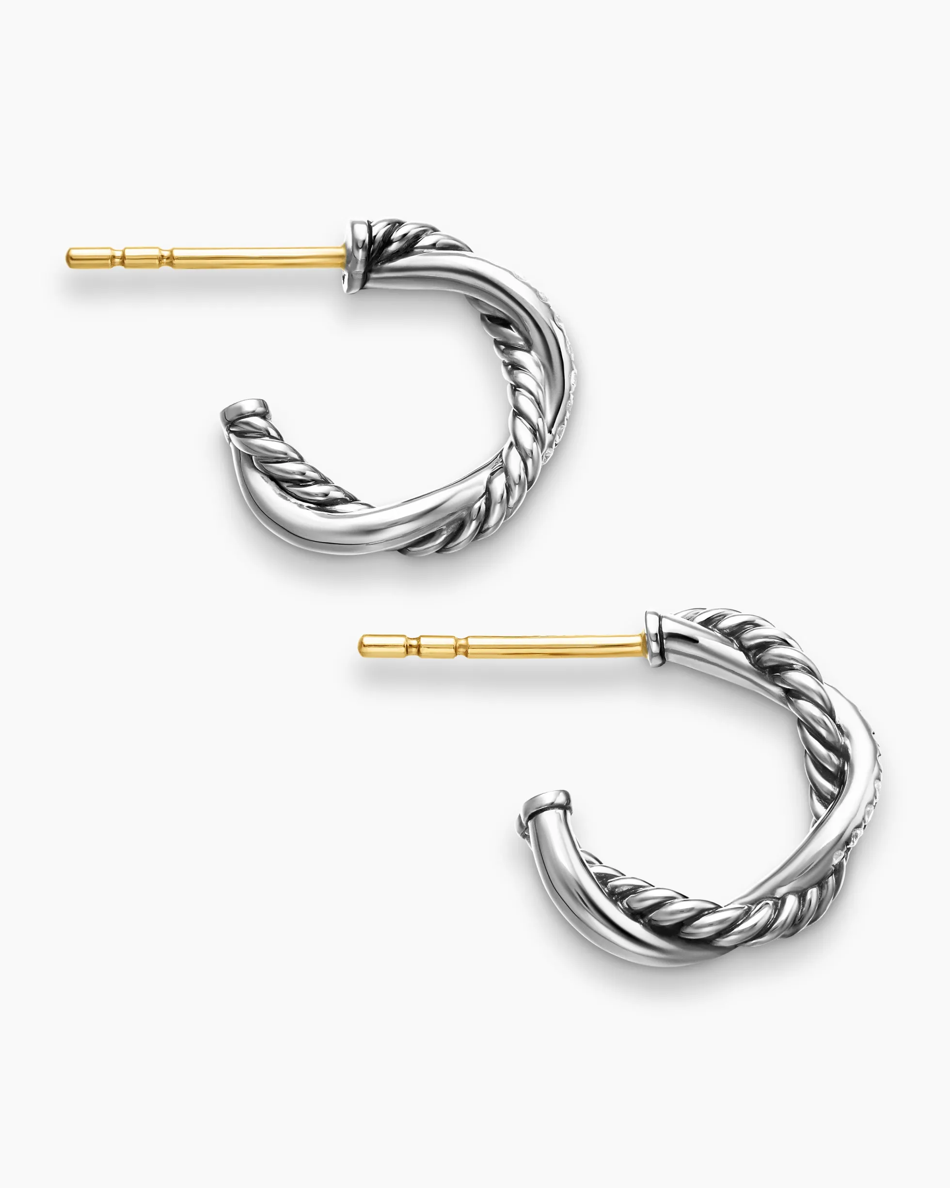 Petite Infinity Huggie Hoop Earrings Sterling Silver with Diamonds, 3mm