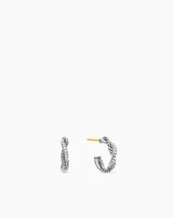 Petite Infinity Huggie Hoop Earrings Sterling Silver with Diamonds, 3mm