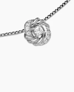 Petite Infinity Pendant Necklace Sterling Silver with Diamonds, 8mm