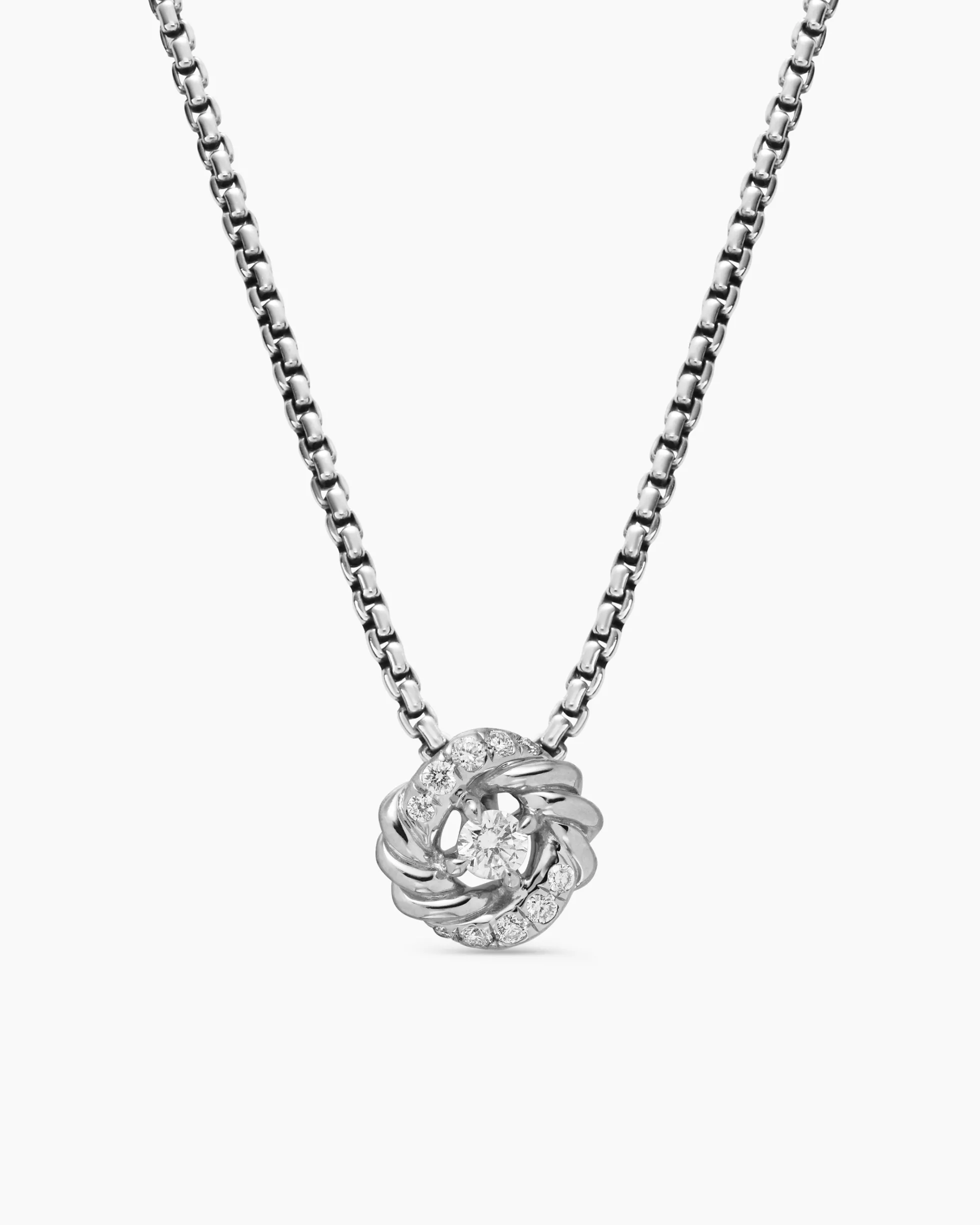 Petite Infinity Pendant Necklace Sterling Silver with Diamonds, 8mm