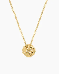 Petite Infinity Pendant Necklace 18K Yellow Gold with Diamonds, 8mm