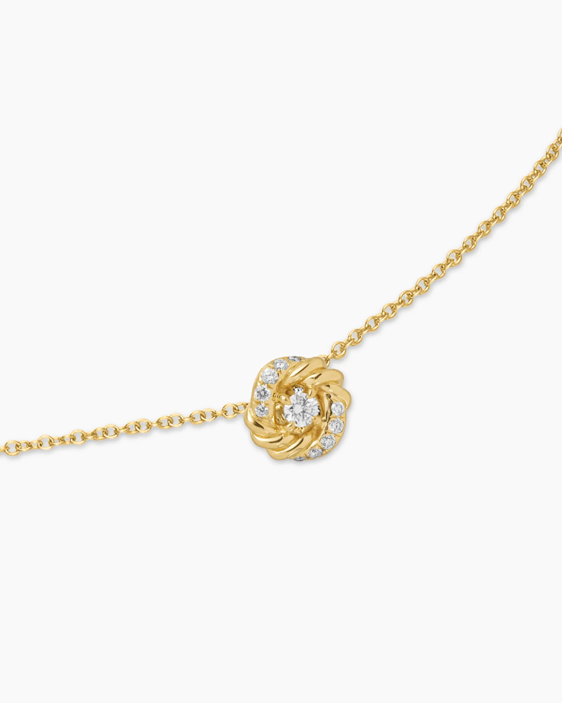 Petite Infinity Pendant Necklace 18K Yellow Gold with Diamonds, 8mm