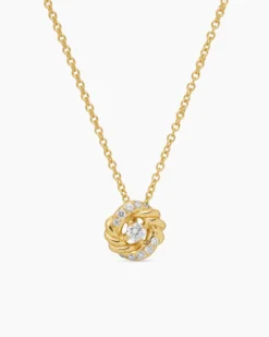 Petite Infinity Pendant Necklace 18K Yellow Gold with Diamonds, 8mm