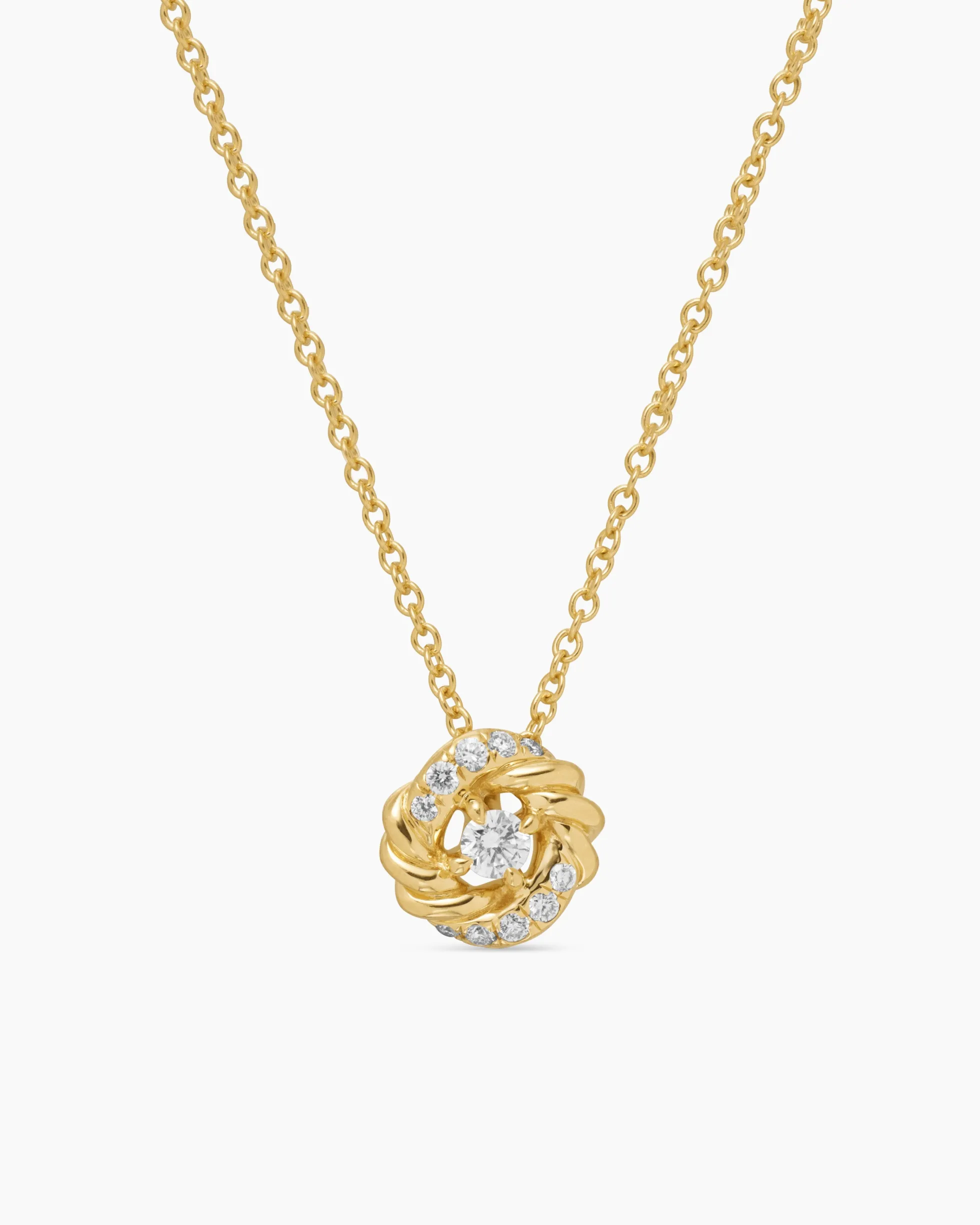 Petite Infinity Pendant Necklace 18K Yellow Gold with Diamonds, 8mm