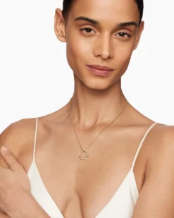 Petite Infinity Pendant Necklace 18K Yellow Gold with Diamonds, 18mm