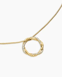 Petite Infinity Pendant Necklace 18K Yellow Gold with Diamonds, 18mm
