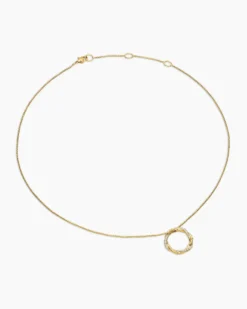 Petite Infinity Pendant Necklace 18K Yellow Gold with Diamonds, 18mm