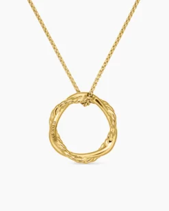 Petite Infinity Pendant Necklace 18K Yellow Gold with Diamonds, 18mm