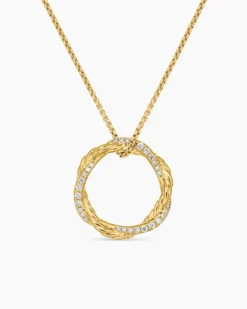 Petite Infinity Pendant Necklace 18K Yellow Gold with Diamonds, 18mm