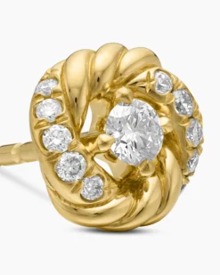 Petite Infinity Stud Earrings 18K Yellow Gold with Diamonds, 7.8mm