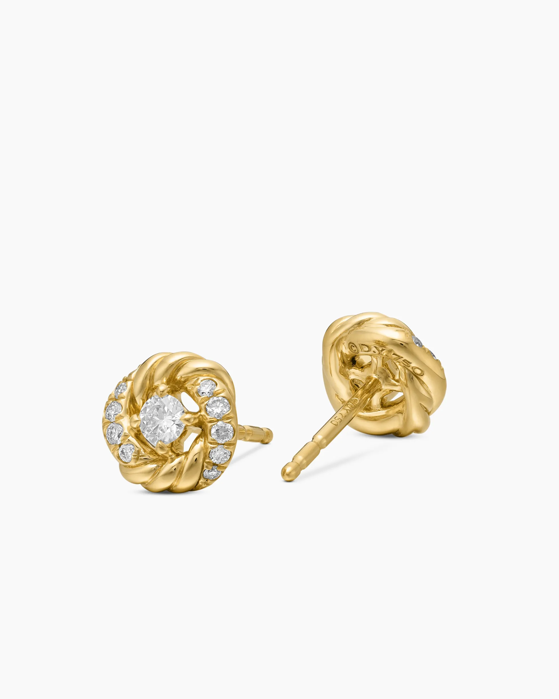 Petite Infinity Stud Earrings 18K Yellow Gold with Diamonds, 7.8mm