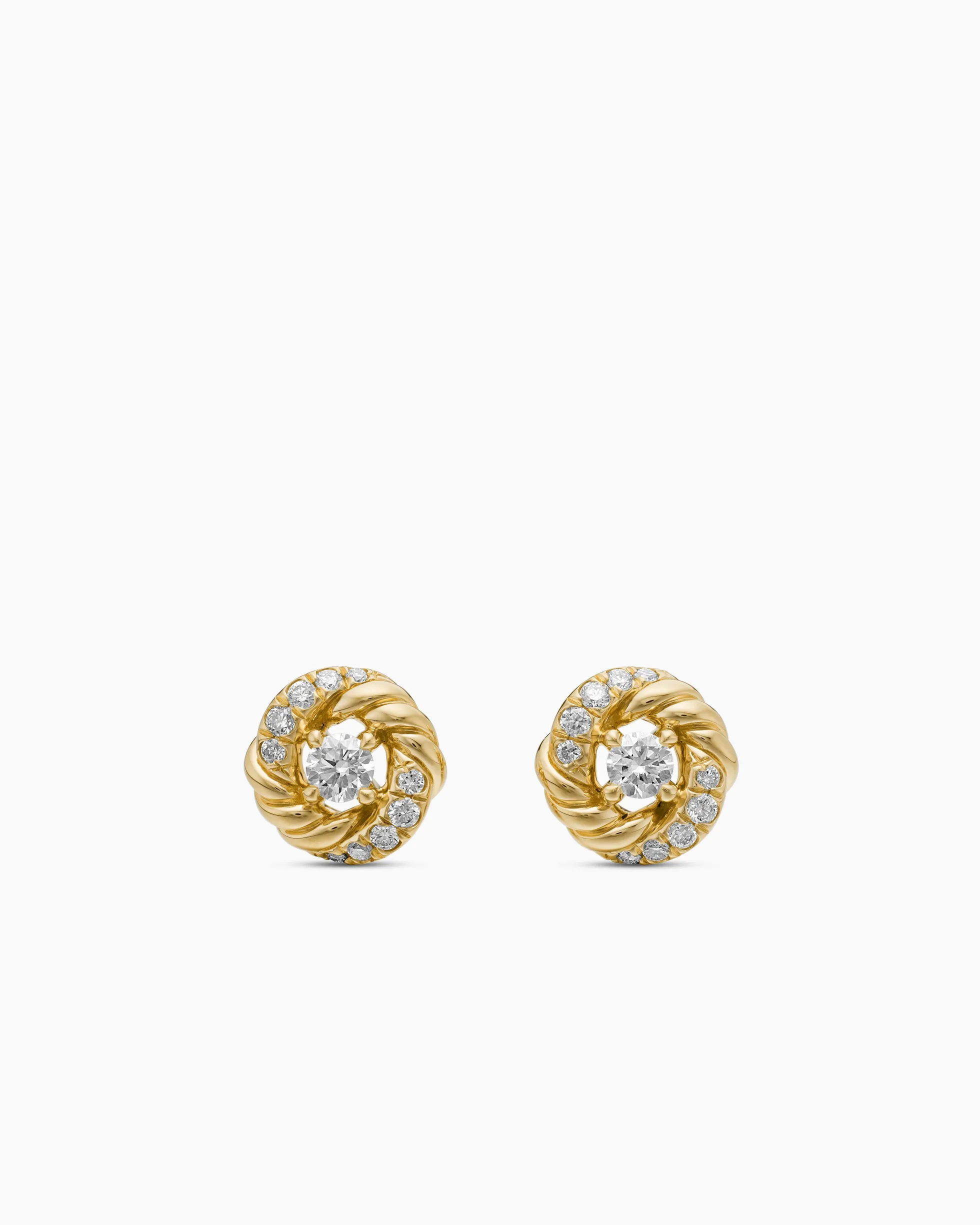 Petite Infinity Stud Earrings 18K Yellow Gold with Diamonds, 7.8mm