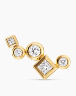 Petite Modern Renaissance® Climber Earrings 18K Yellow Gold with Diamonds, 15mm
