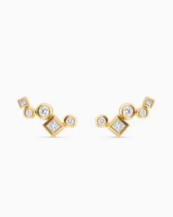 Petite Modern Renaissance® Climber Earrings 18K Yellow Gold with Diamonds, 15mm