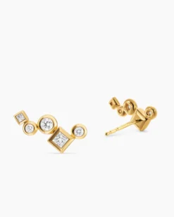 Petite Modern Renaissance® Climber Earrings 18K Yellow Gold with Diamonds, 15mm