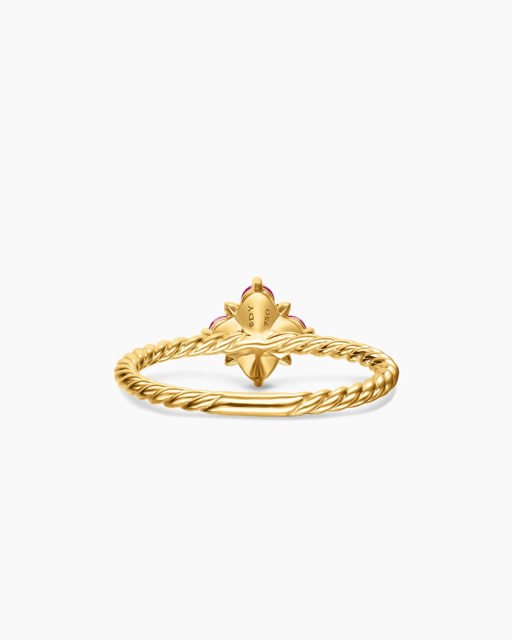 Petite Modern Renaissance® Color Ring 18K Yellow Gold with Rubies and Diamond, 8.7mm