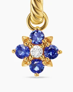 Petite Modern Renaissance® Color Drop Earrings 18K Yellow Gold with Sapphire and Diamonds, 18mm