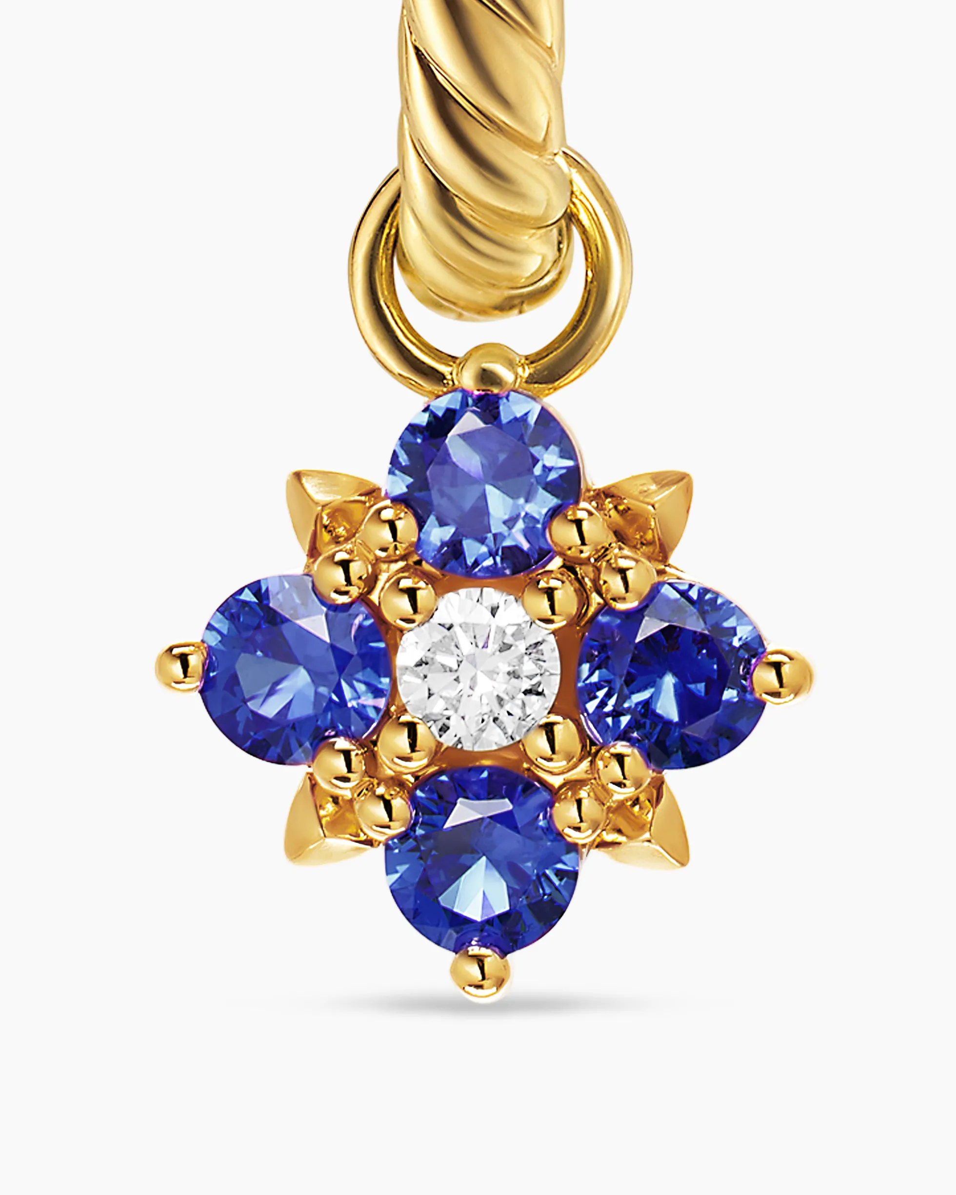 Petite Modern Renaissance® Color Drop Earrings 18K Yellow Gold with Sapphire and Diamonds, 18mm