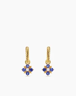 Petite Modern Renaissance® Color Drop Earrings 18K Yellow Gold with Sapphire and Diamonds, 18mm