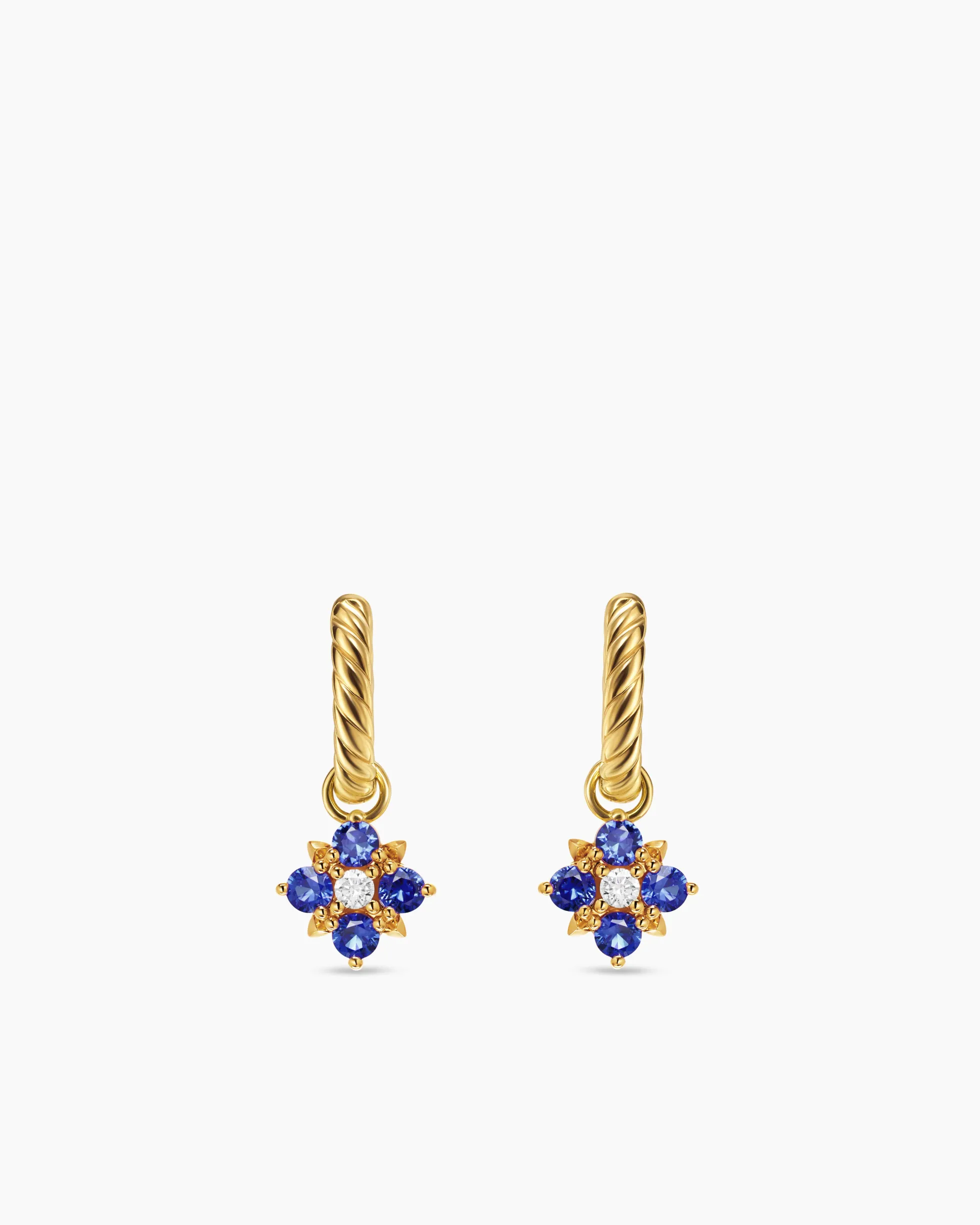 Petite Modern Renaissance® Color Drop Earrings 18K Yellow Gold with Sapphire and Diamonds, 18mm