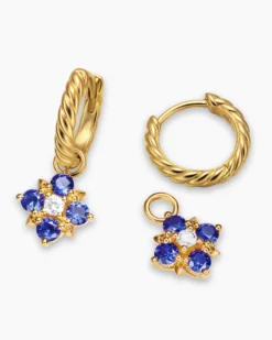 Petite Modern Renaissance® Color Drop Earrings 18K Yellow Gold with Sapphire and Diamonds, 18mm