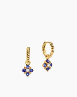 Petite Modern Renaissance® Color Drop Earrings 18K Yellow Gold with Sapphire and Diamonds, 18mm