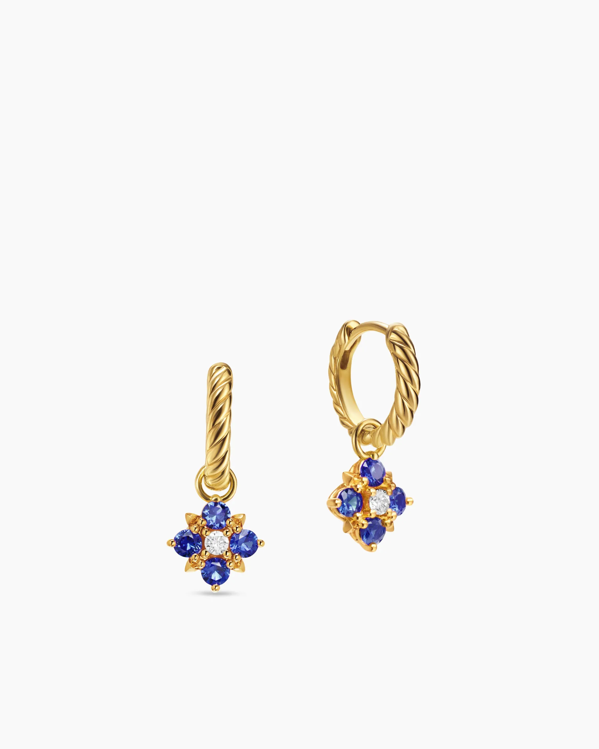 Petite Modern Renaissance® Color Drop Earrings 18K Yellow Gold with Sapphire and Diamonds, 18mm
