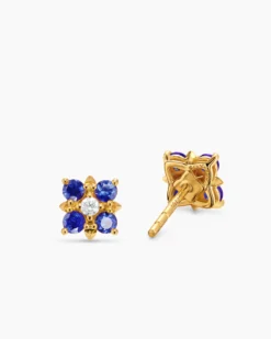 Petite Modern Renaissance® Color Stud Earrings 18K Yellow Gold with Sapphires and Diamonds, 8.7mm