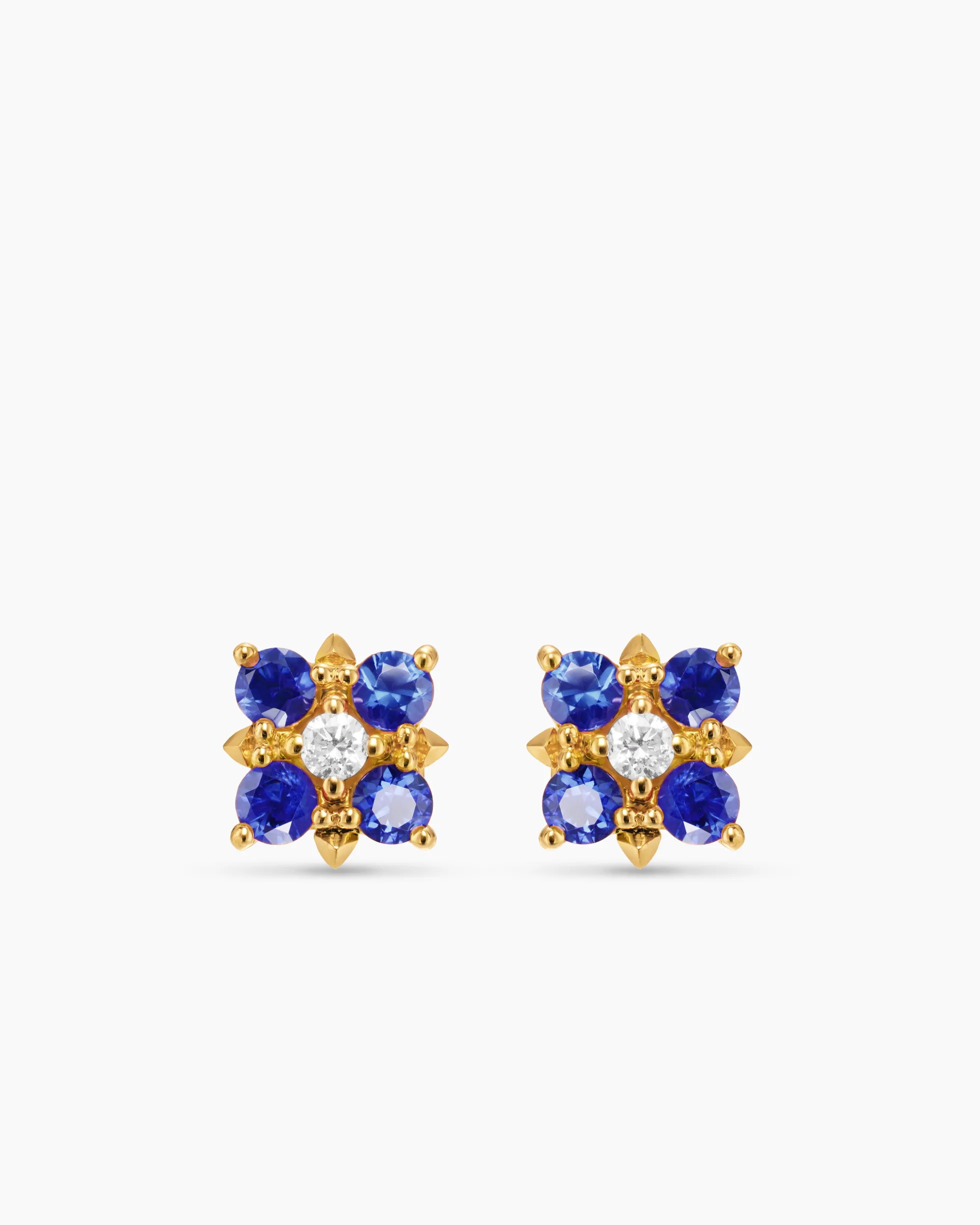 Petite Modern Renaissance® Color Stud Earrings 18K Yellow Gold with Sapphires and Diamonds, 8.7mm