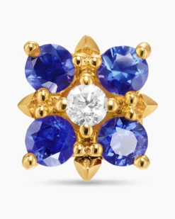 Petite Modern Renaissance® Color Stud Earrings 18K Yellow Gold with Sapphires and Diamonds, 8.7mm