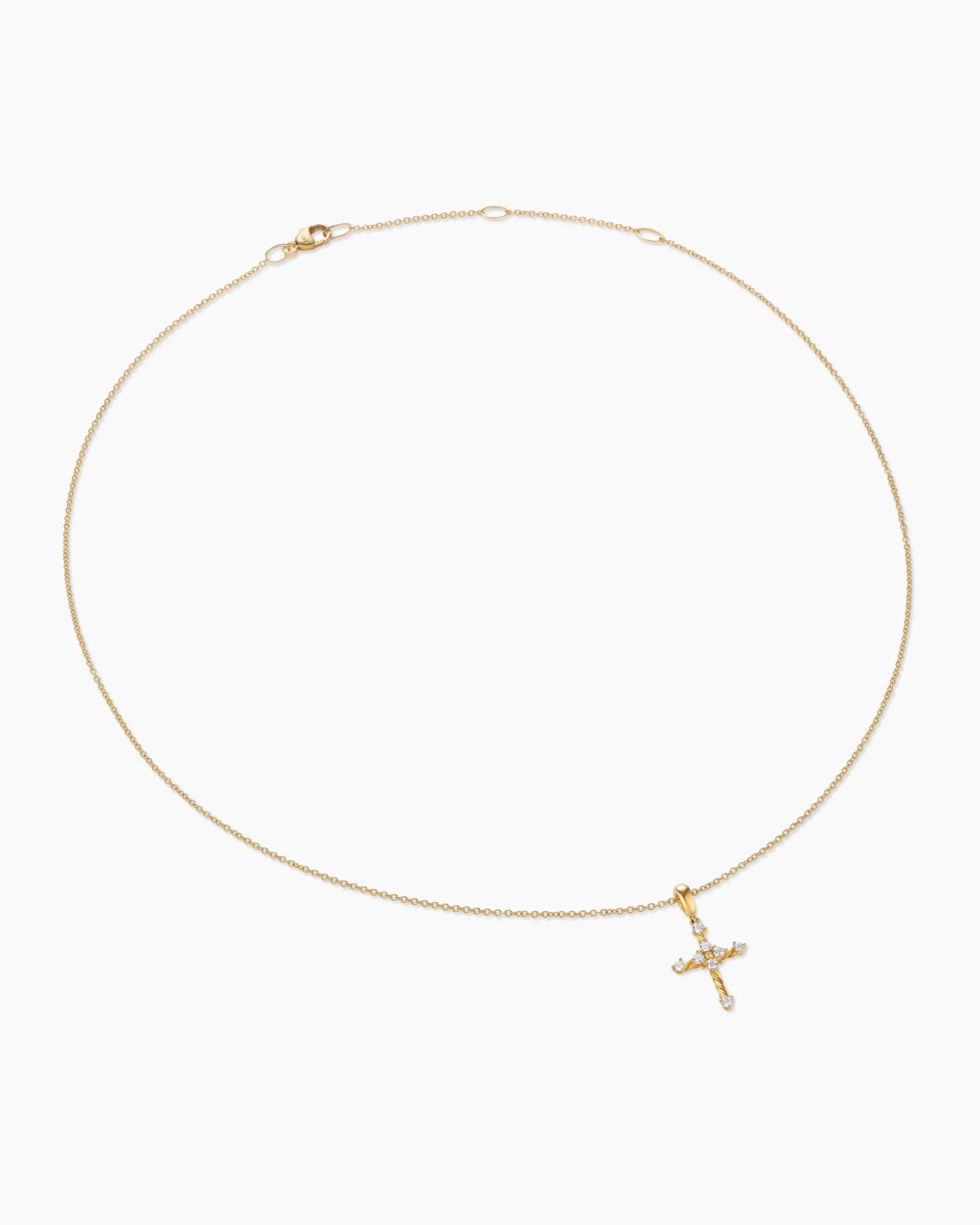 Petite Modern Renaissance® Cross Pendant Necklace 18K Yellow Gold with Diamonds, 15.9mm