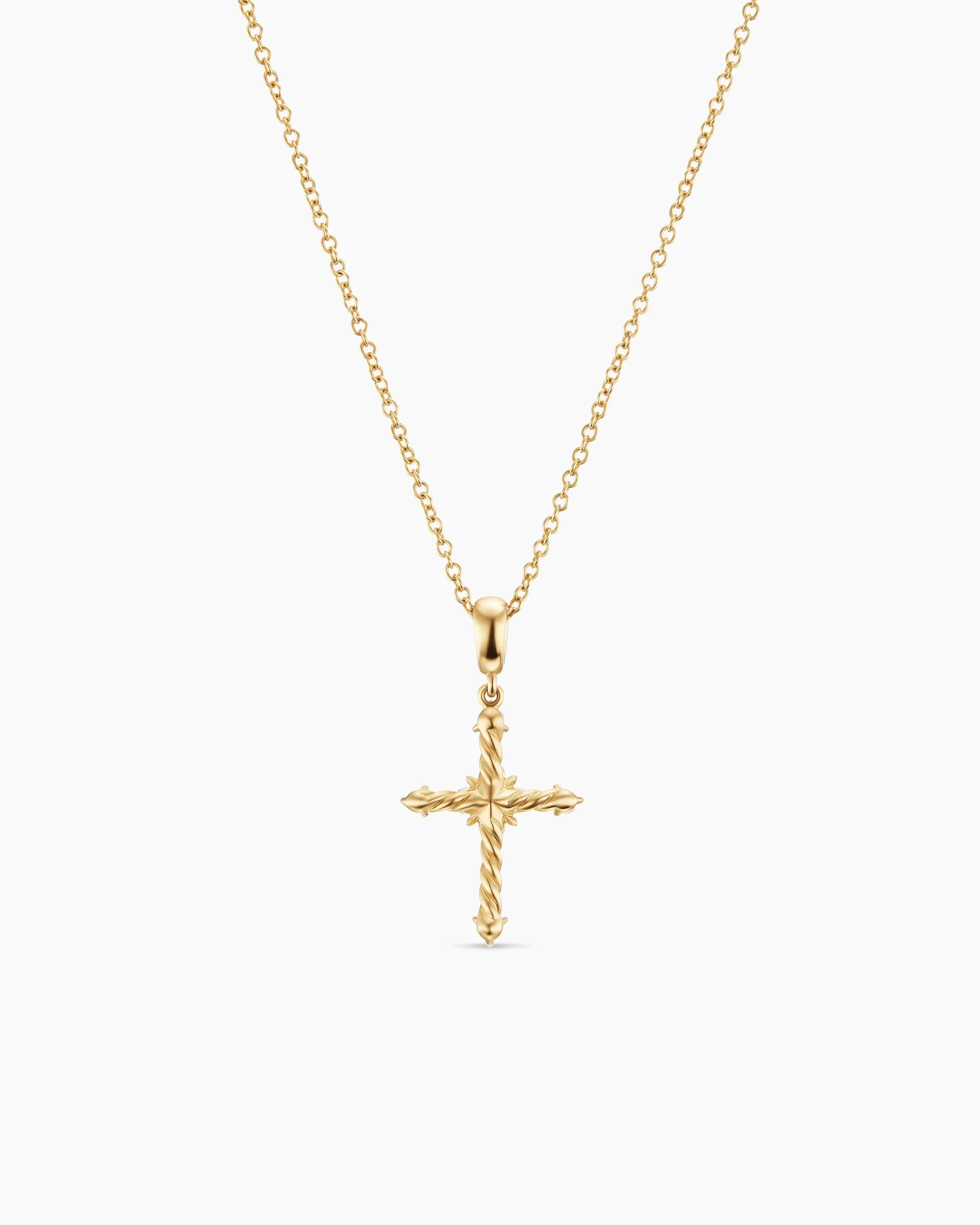 Petite Modern Renaissance® Cross Pendant Necklace 18K Yellow Gold with Diamonds, 15.9mm