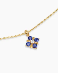 Petite Modern Renaissance® Pendant Necklace 18K Yellow Gold with Sapphires and Diamond, 9.2mm
