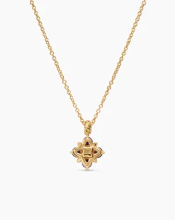 Petite Modern Renaissance® Pendant Necklace 18K Yellow Gold with Sapphires and Diamond, 9.2mm