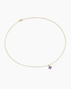 Petite Modern Renaissance® Pendant Necklace 18K Yellow Gold with Sapphires and Diamond, 9.2mm