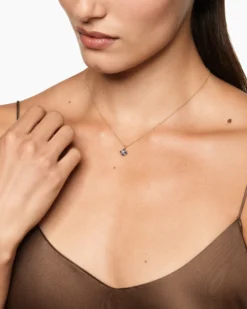 Petite Modern Renaissance® Pendant Necklace 18K Yellow Gold with Sapphires and Diamond, 9.2mm