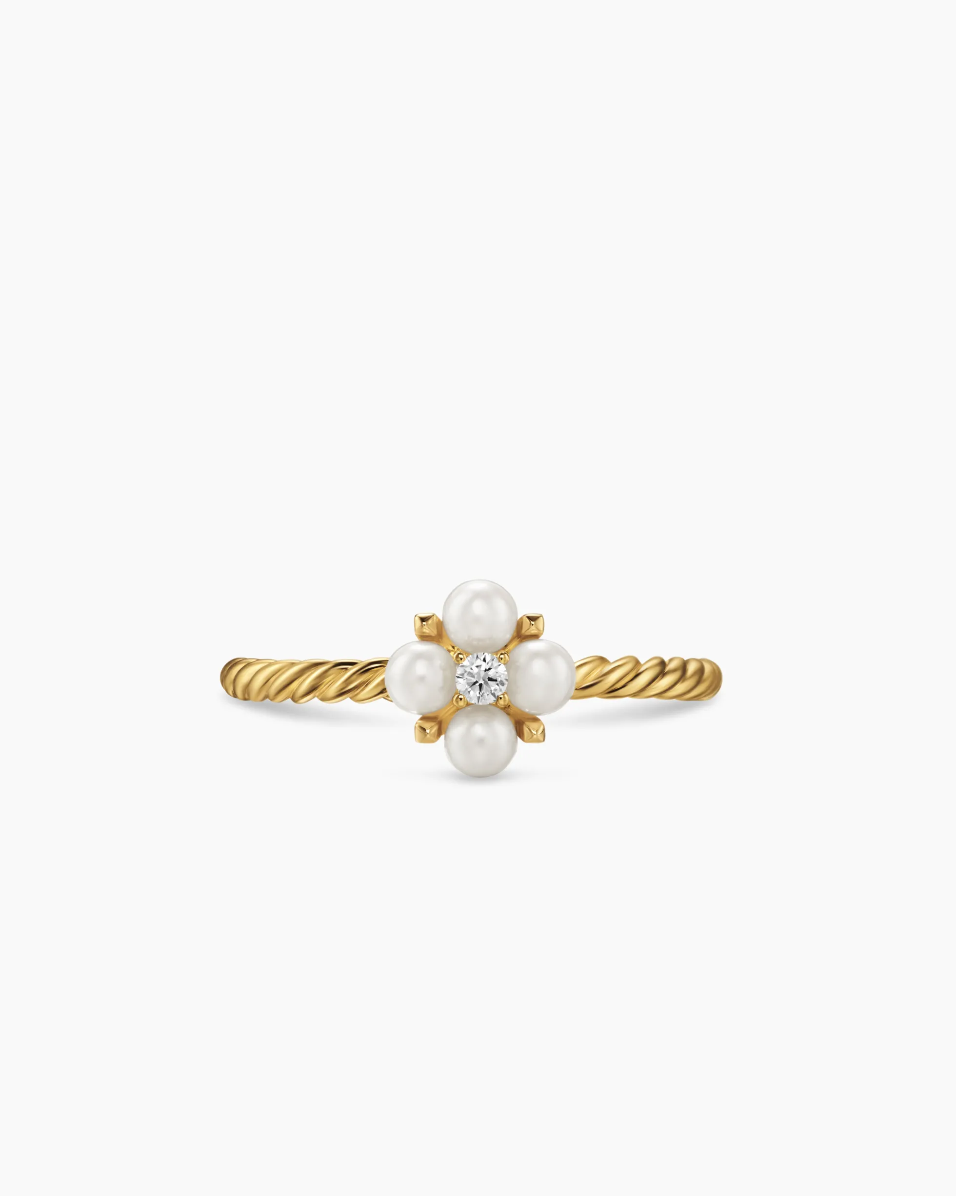 Petite Modern Renaissance® Pearl Ring 18K Yellow Gold with Pearls and Center Diamond, 7.9mm