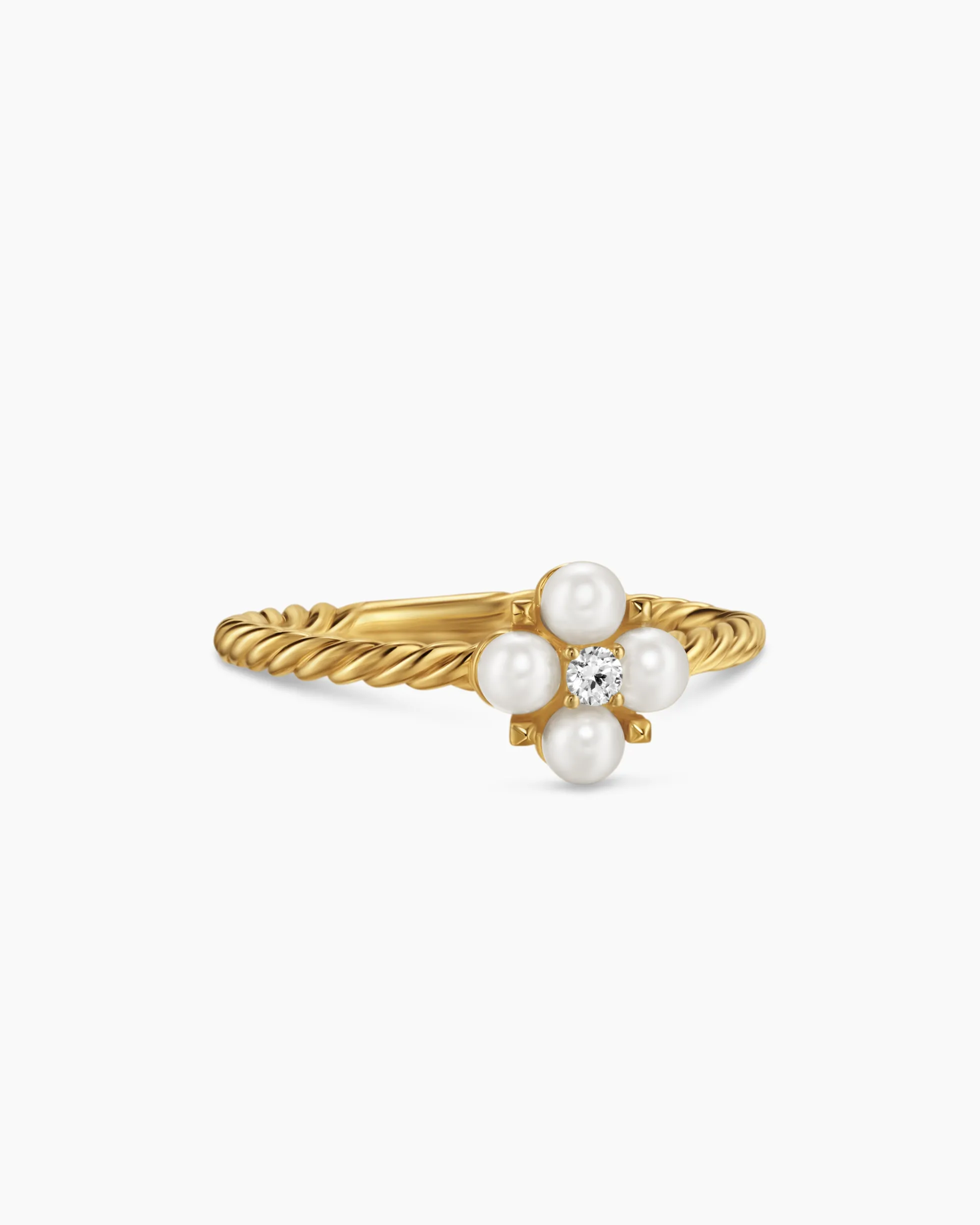 Petite Modern Renaissance® Pearl Ring 18K Yellow Gold with Pearls and Center Diamond, 7.9mm
