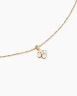 Petite Modern Renaissance® Pearl Pendant Necklace 18K Yellow Gold with Pearls and Center Diamond, 7.3mm