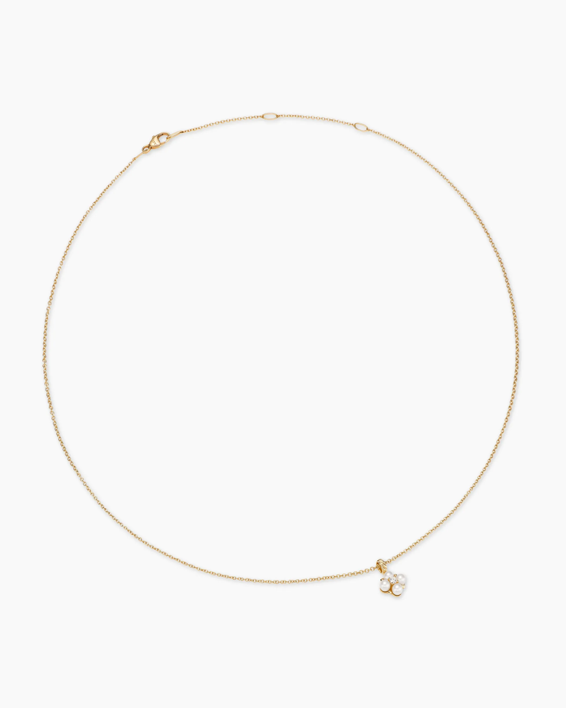 Petite Modern Renaissance® Pearl Pendant Necklace 18K Yellow Gold with Pearls and Center Diamond, 7.3mm
