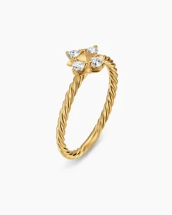 Petite Modern Renaissance® Pyramid Ring 18K Yellow Gold with Diamonds, 6.2mm