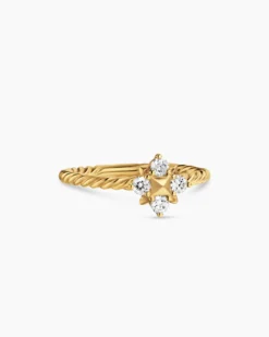 Petite Modern Renaissance® Pyramid Ring 18K Yellow Gold with Diamonds, 6.2mm