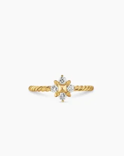 Petite Modern Renaissance® Pyramid Ring 18K Yellow Gold with Diamonds, 6.2mm