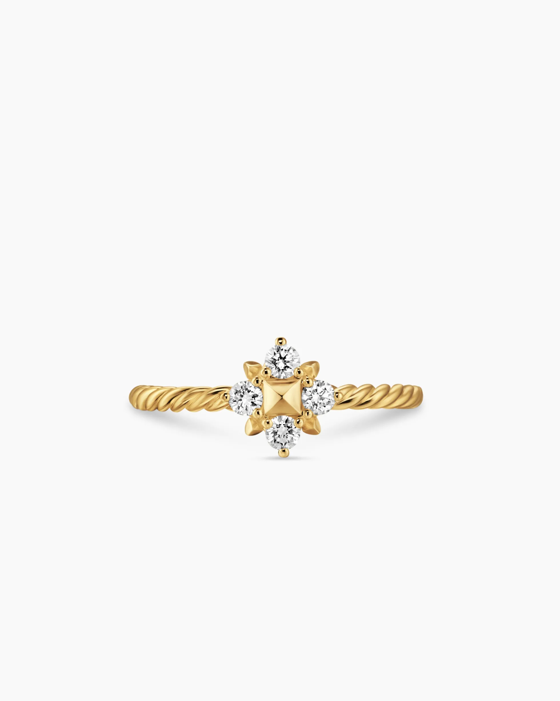 Petite Modern Renaissance® Pyramid Ring 18K Yellow Gold with Diamonds, 6.2mm