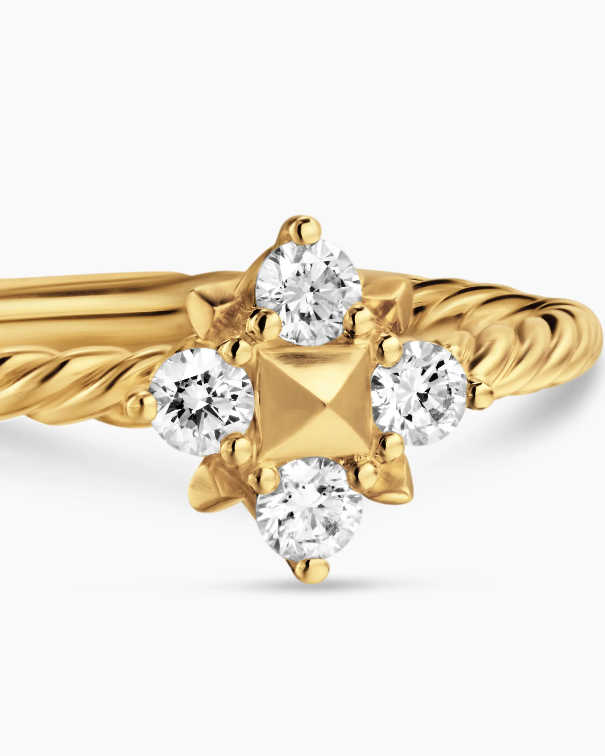 Petite Modern Renaissance® Pyramid Ring 18K Yellow Gold with Diamonds, 6.2mm