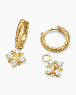 Petite Modern Renaissance® Pyramid Drop Earrings 18K Yellow Gold with Diamonds, 18.8mm