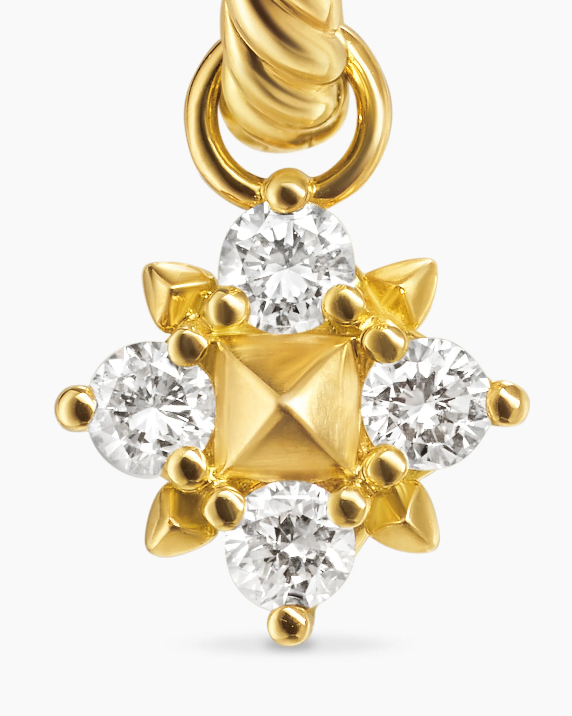 Petite Modern Renaissance® Pyramid Drop Earrings 18K Yellow Gold with Diamonds, 18.8mm