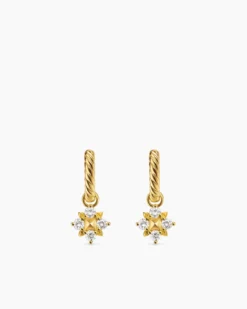 Petite Modern Renaissance® Pyramid Drop Earrings 18K Yellow Gold with Diamonds, 18.8mm